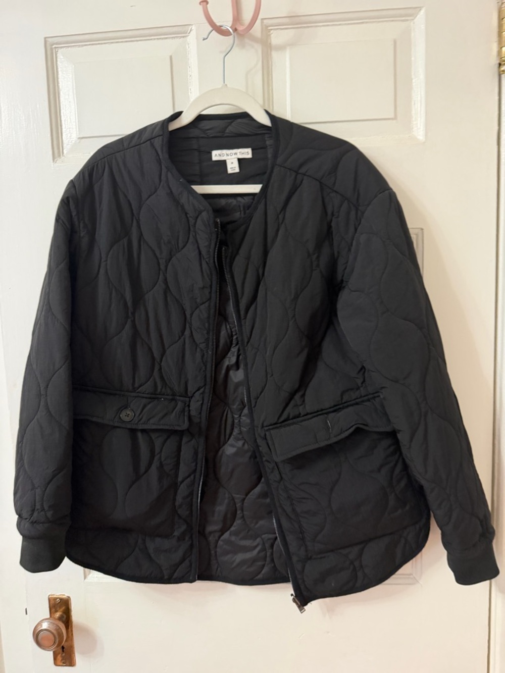 And Now This Black Quilted Circle-Stitch Puffer Jacket